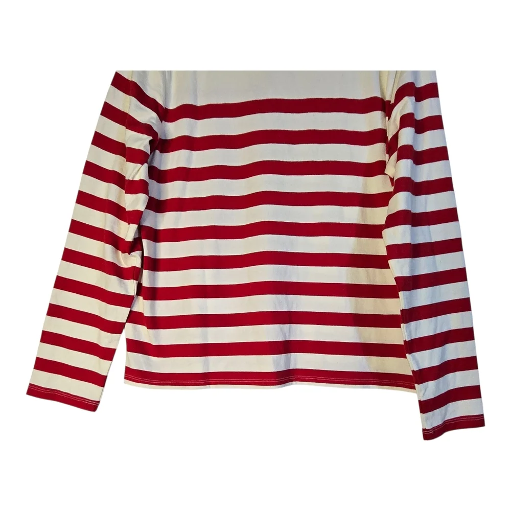 Talbots Red & White Striped Long Sleeve Pullover Top With ❤️ L'Amour Detail NWT - Picture 6 of 11